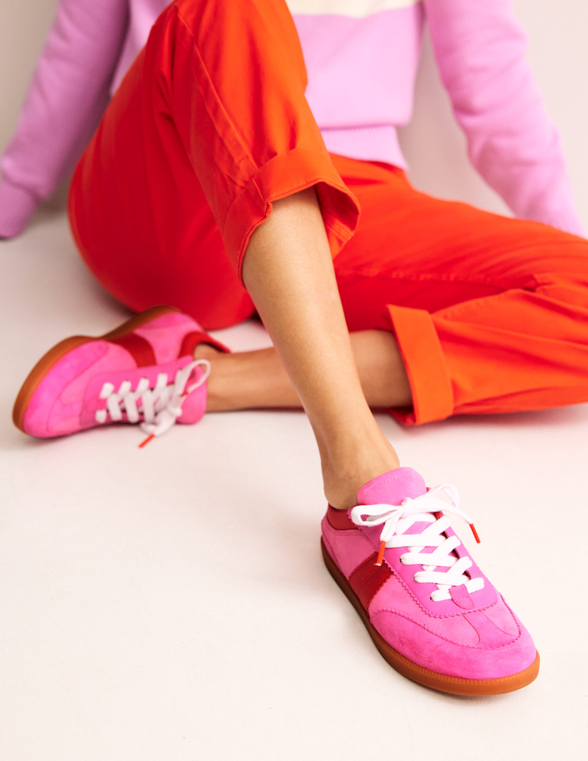  Erin Retro Tennis Trainers-Pink Colourblock、mySite、ashleygrahame