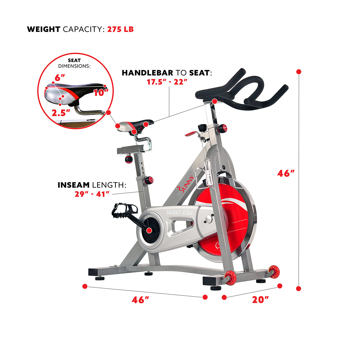  40 lb Flywheel Belt Drive Stationary Pro Indoor Cycling Bike、mySite、ghnorth