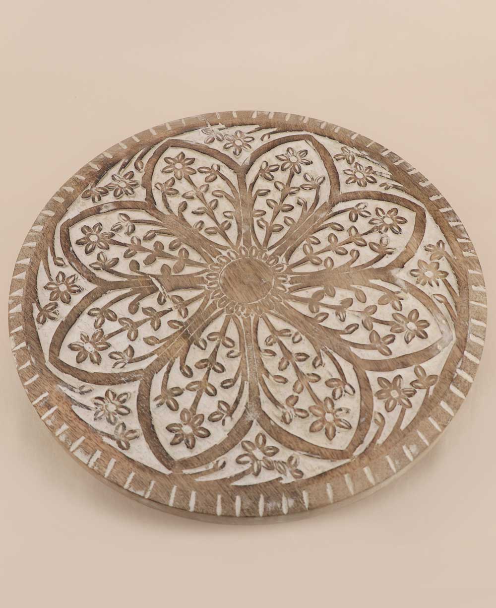 Imperfectly Perfect Eight Petal Lotus Flower Carved Wood Pedestal、mySite、topwebapps