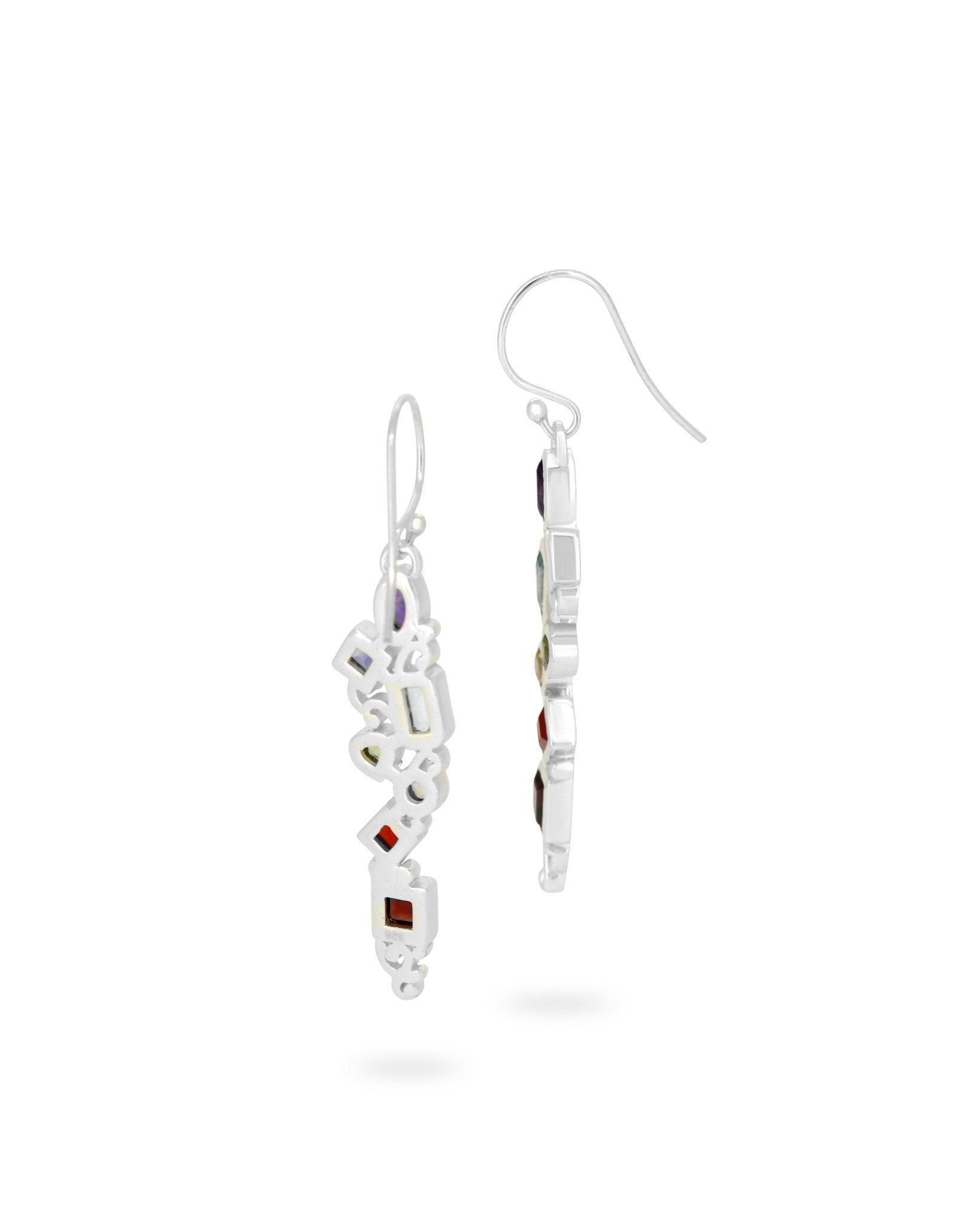 Mixed Geometry Chakra Rainbow Sterling Silver Earrings、mySite、topwebapps