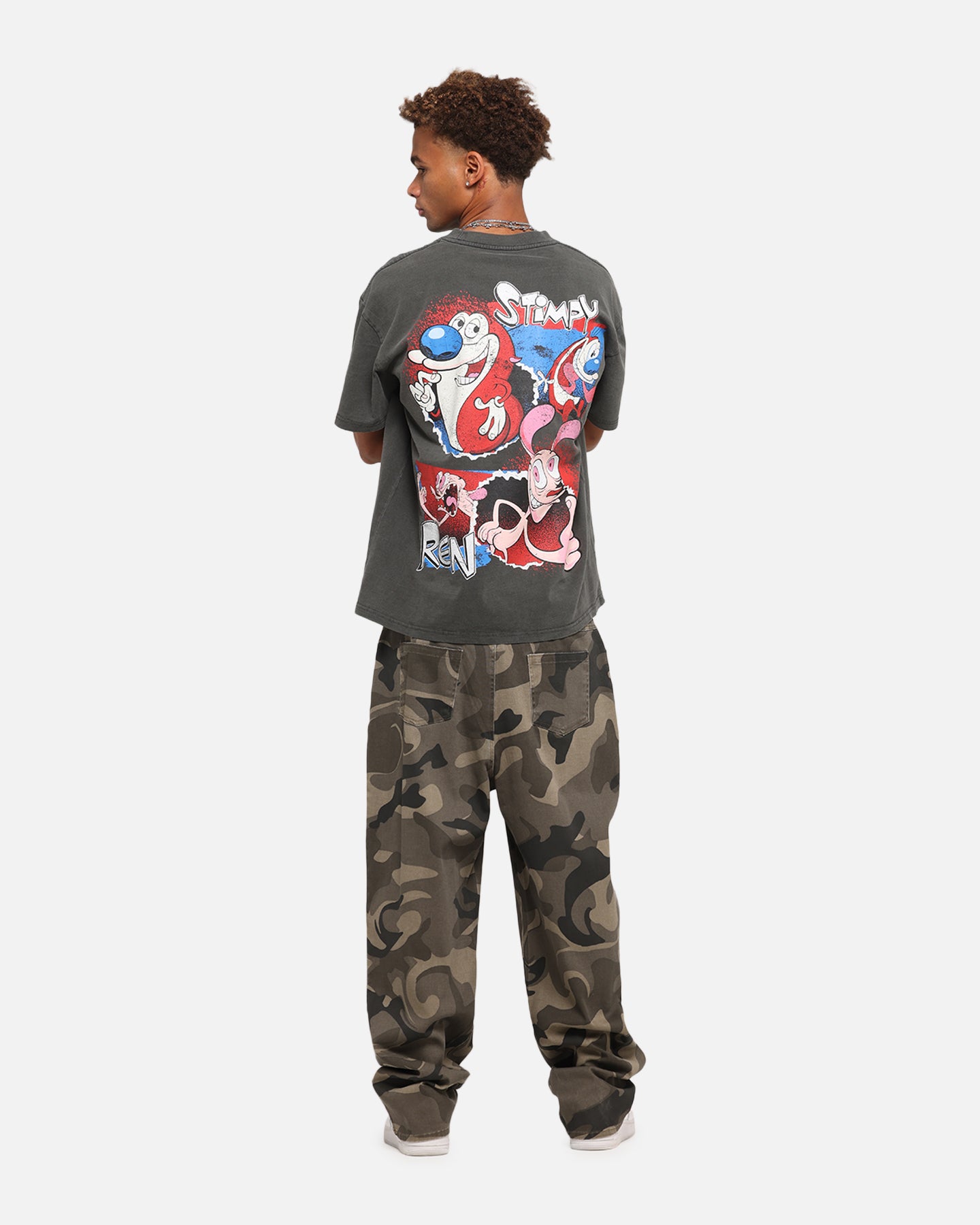 American Thrift X Nickelodeon Ren And Stimpy Heavy T-Shirt Black Wash、mySite、zt4zffjzw