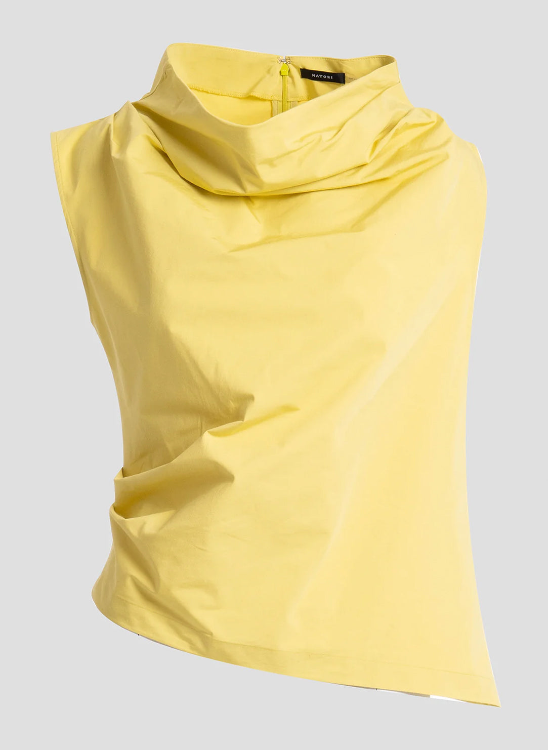  Tech Cotton Taffeta Lemon Asymmetric Funnel Neck Top、mySite、justintrudeaud
