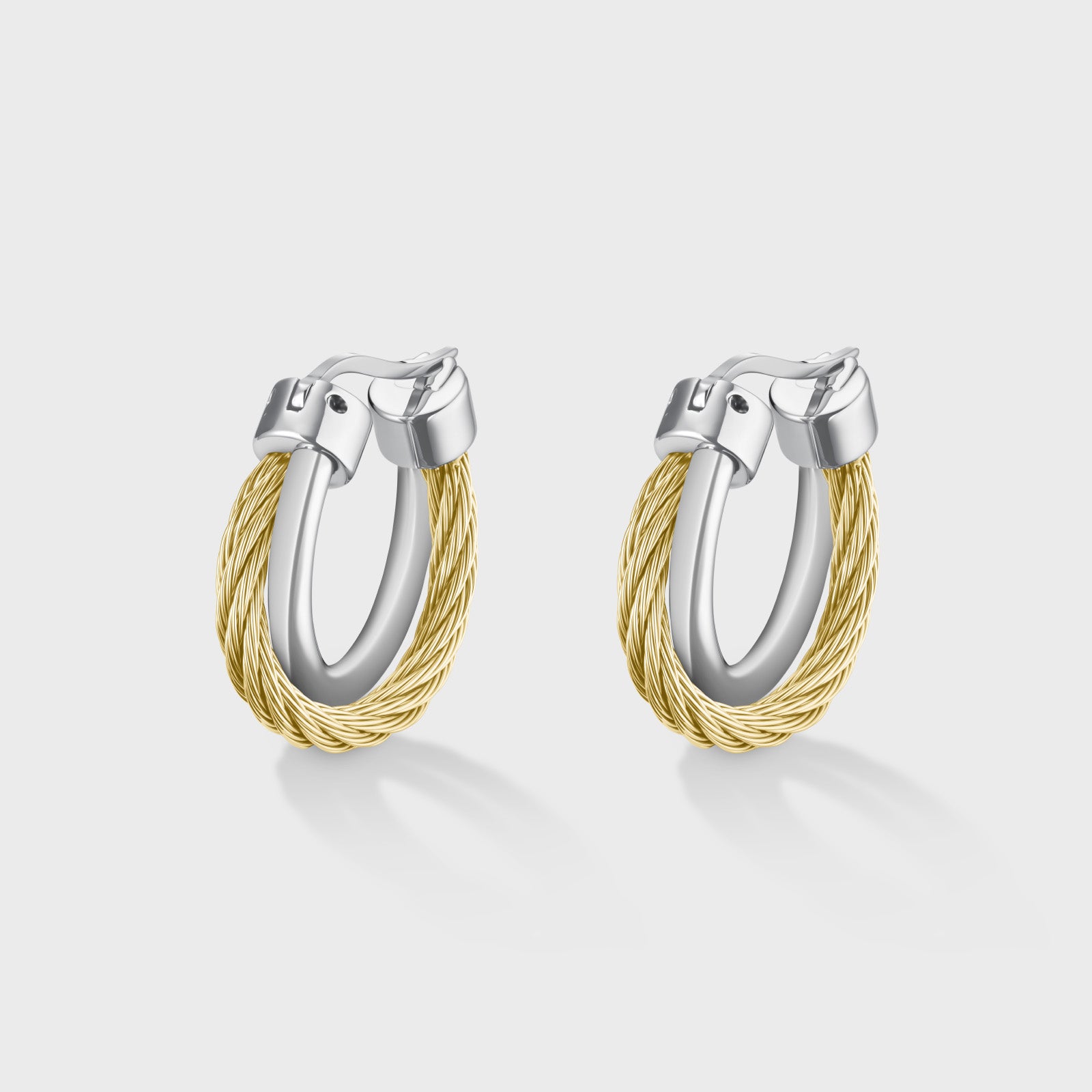 Élevé Medium Double Hoop Earrings, Two-tone、mySite、botmansion