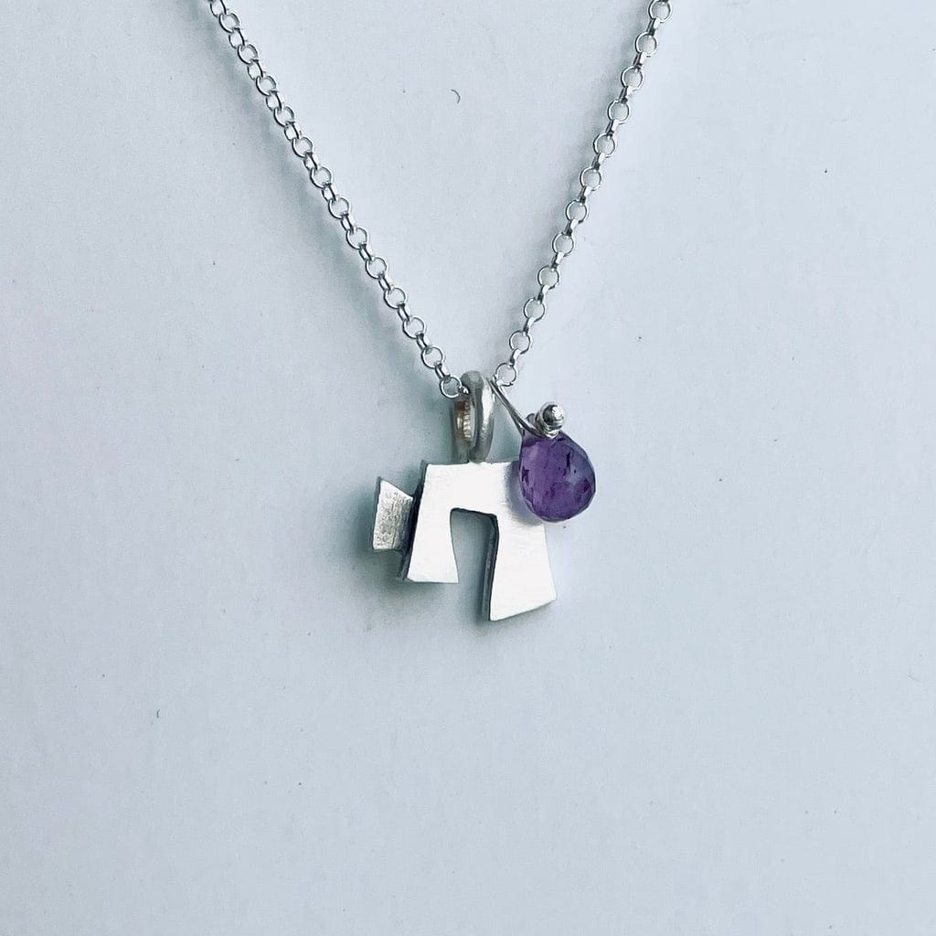 Little Chai Sterling Silver Necklace with Choice of Gem Stone by Emily Rosenfeld、mySite、topwebapps