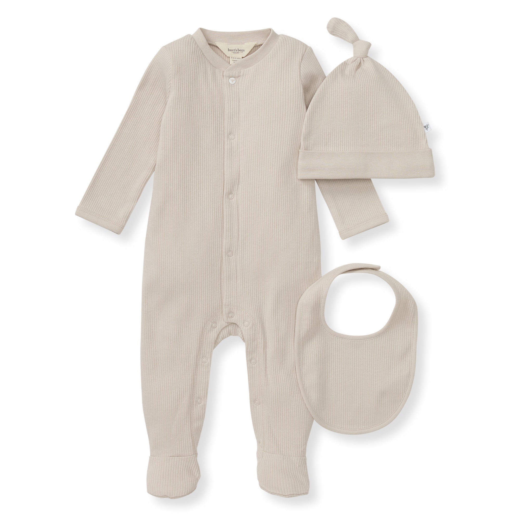  Organic Cotton Jumpsuit, Bib & Hat 3 Piece Set - Limestone、mySite、layawaytickets