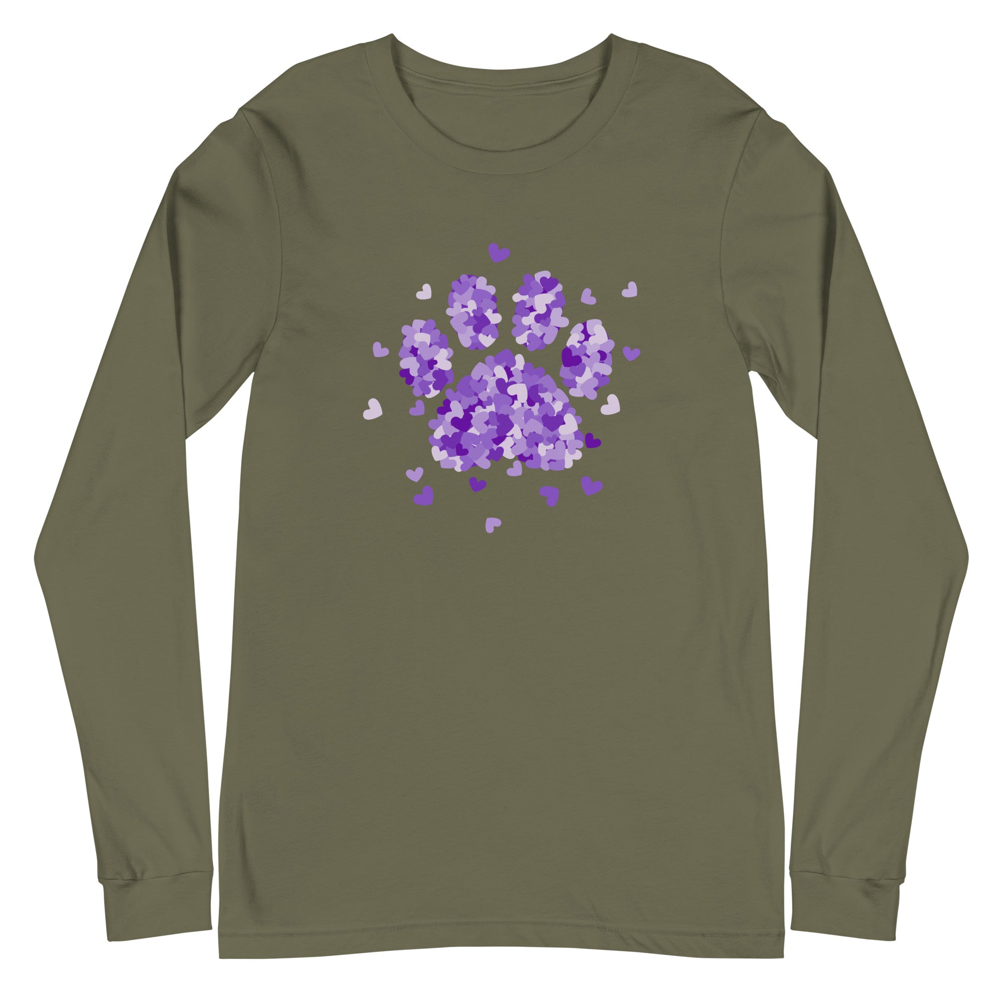 Purple Paw Print of Hearts Long Sleeve Tee、mySite、camillekostekn
