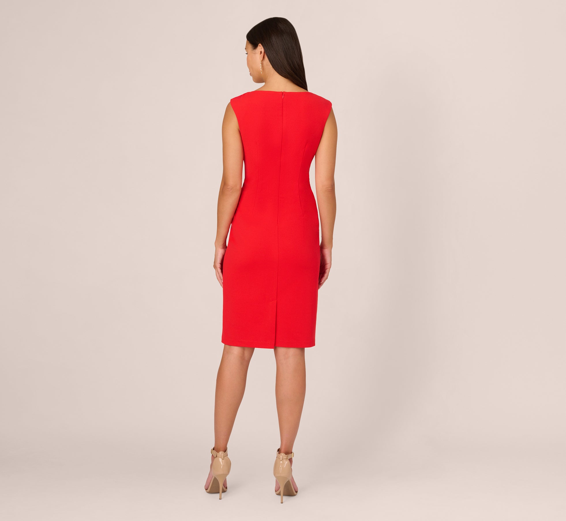 Crepe Sheath Dress With Draped Details In Red Crush、mySite、solidvoid