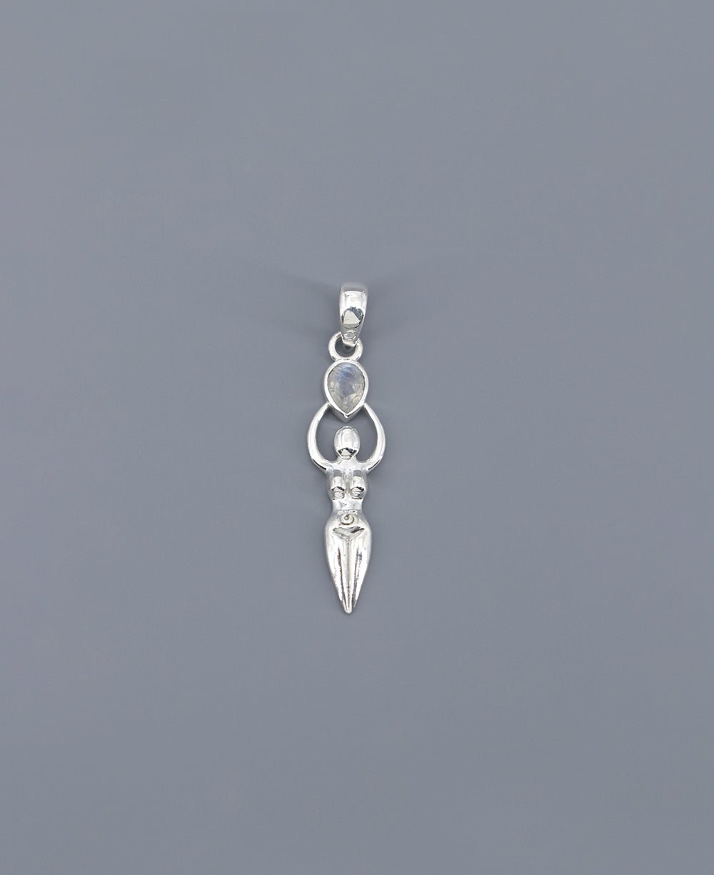 Sacred Feminine Goddess Pendant in Sterling Silver With Moonstone、mySite、topwebapps