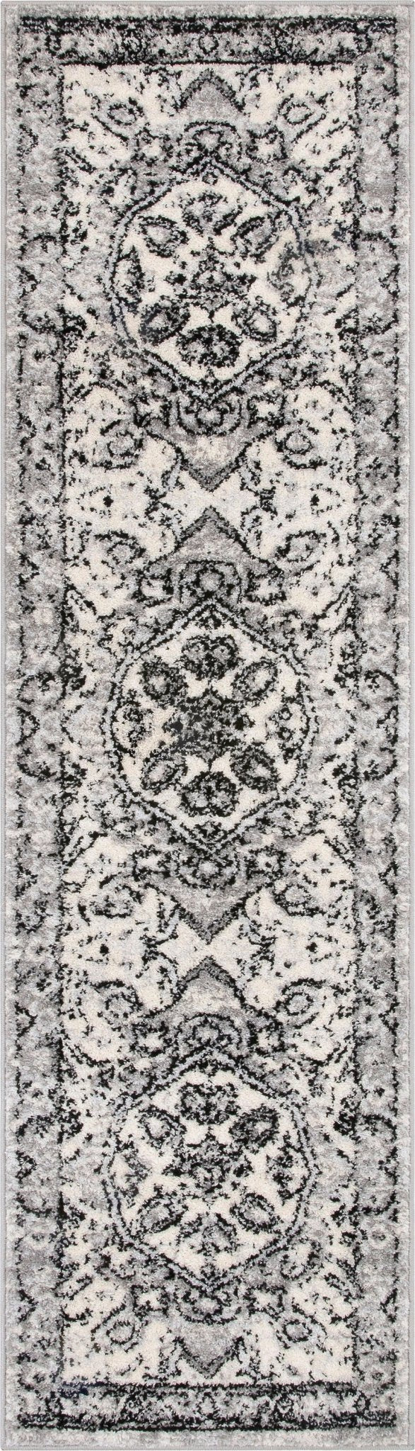 Arctic Bloom Medallion Oriental Ivory Grey High-Low Rug、mySite、gigharbornorthrealestate