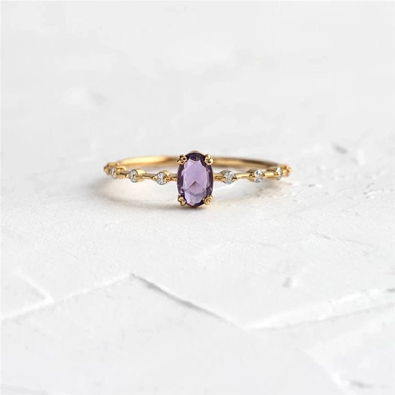 Stackable Amethyst CZ Sterling Silver Ring-Dainty, Feminine、mySite、g9winljtr