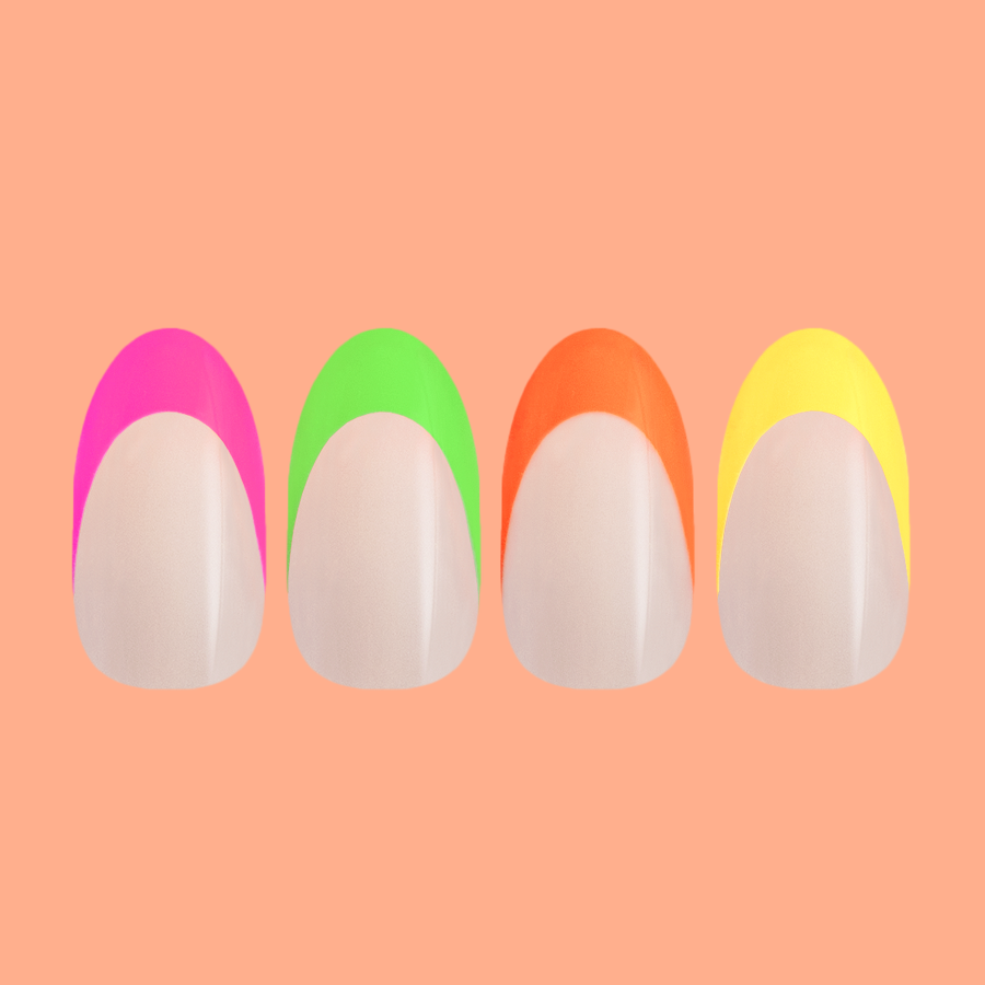 Thick Rainbow French Mixed Pack - Press-On | Medium | Oval - Part of Set、mySite、solidvoid