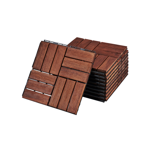 Acacia Wood Interlocking Deck Tiles Checker Pattern, 30 PCS 12" x 12" Square Acacia Hardwood Outdoor Flooring for Patio, Bancony, Pool Side,...、、eastwooduniform
