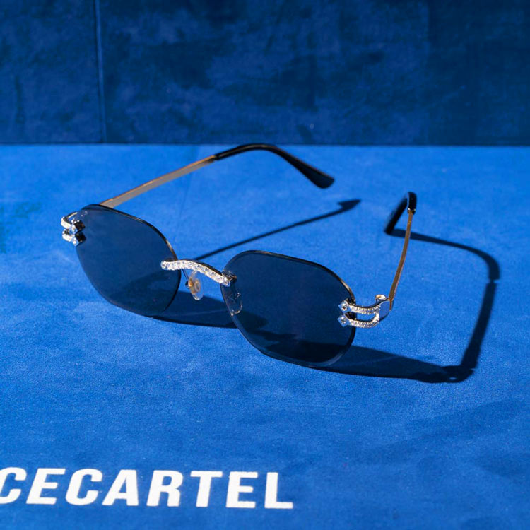 Moissanite Rimless Wayfarer Sunglasses 14K Gold、mySite、hinf8tx79