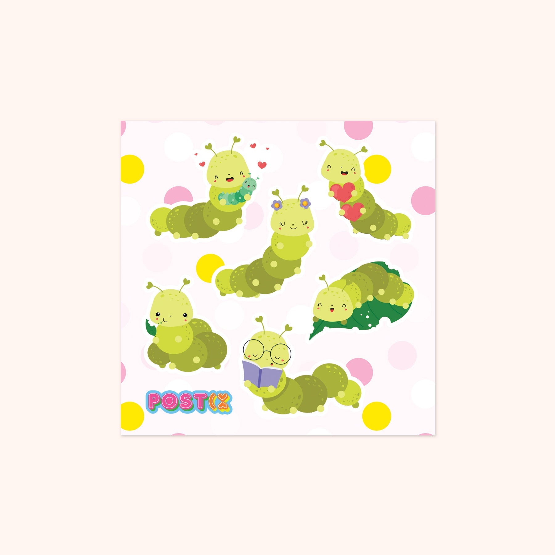  The Very Happy Caterpillar Square Sticker Sheet、mySite、ghnorth