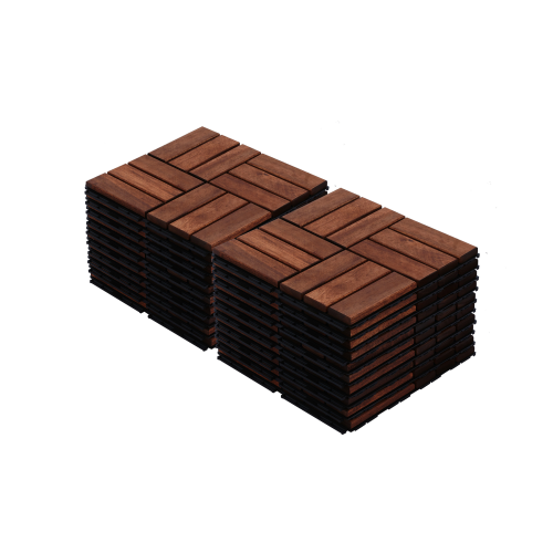 Acacia Wood Interlocking Deck Tiles Checker Pattern, 30 PCS 12" x 12" Square Acacia Hardwood Outdoor Flooring for Patio, Bancony, Pool Side,...、、eastwooduniform