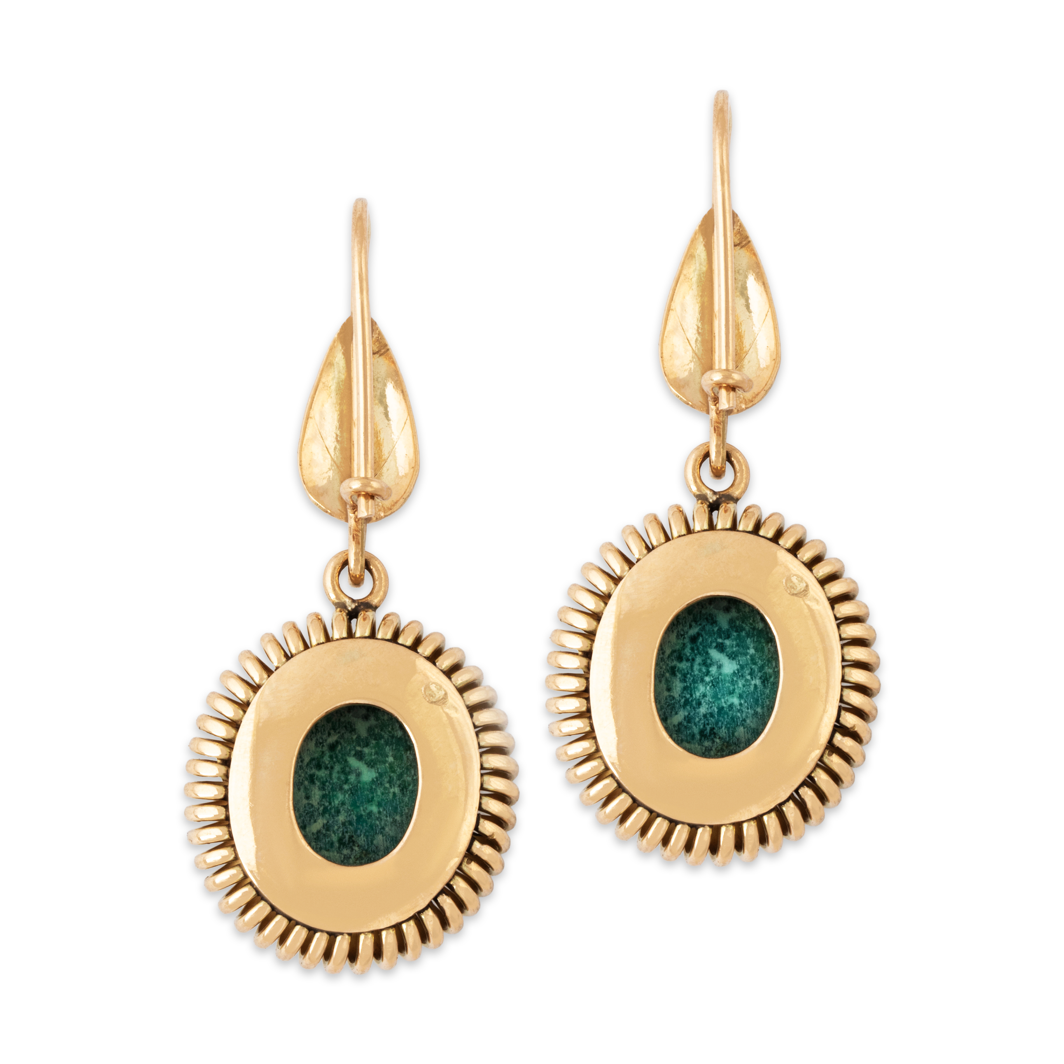 Vintage 14k Yellow Gold 4.5cttw Turquoise Spiral Halo Dangle Earrings、mySite、hinf8tx79