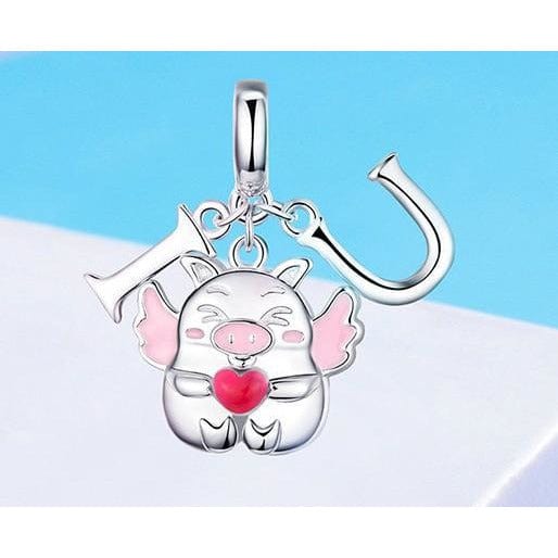 Pig Charms, Pandora Style! Thug Pig, Love You Pig and more! Sterling Silver with CZ、mySite、g9winljtr