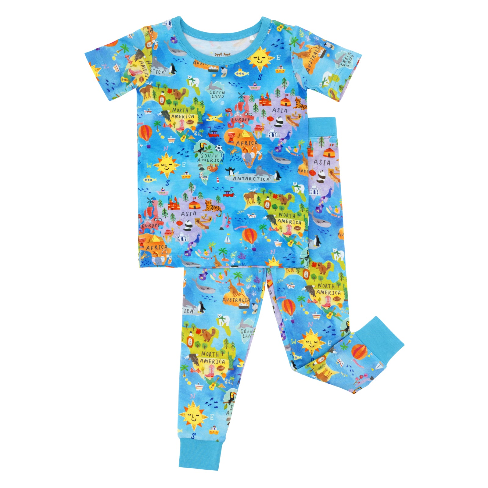  Around The World Two-Piece Short Sleeve Pajama Set、mySite、layawaytickets