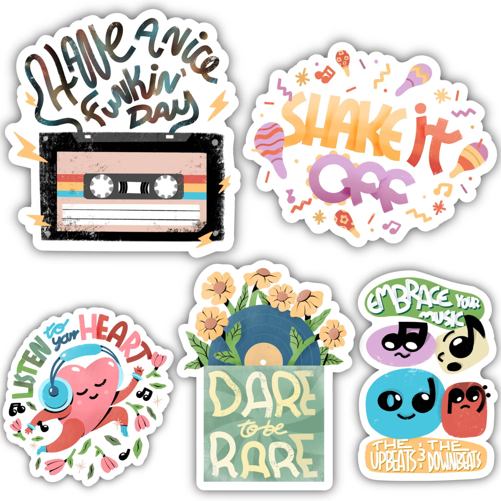  Positivity Sticker 5 Pack - Embrace Your Music、mySite、elrpsem3k