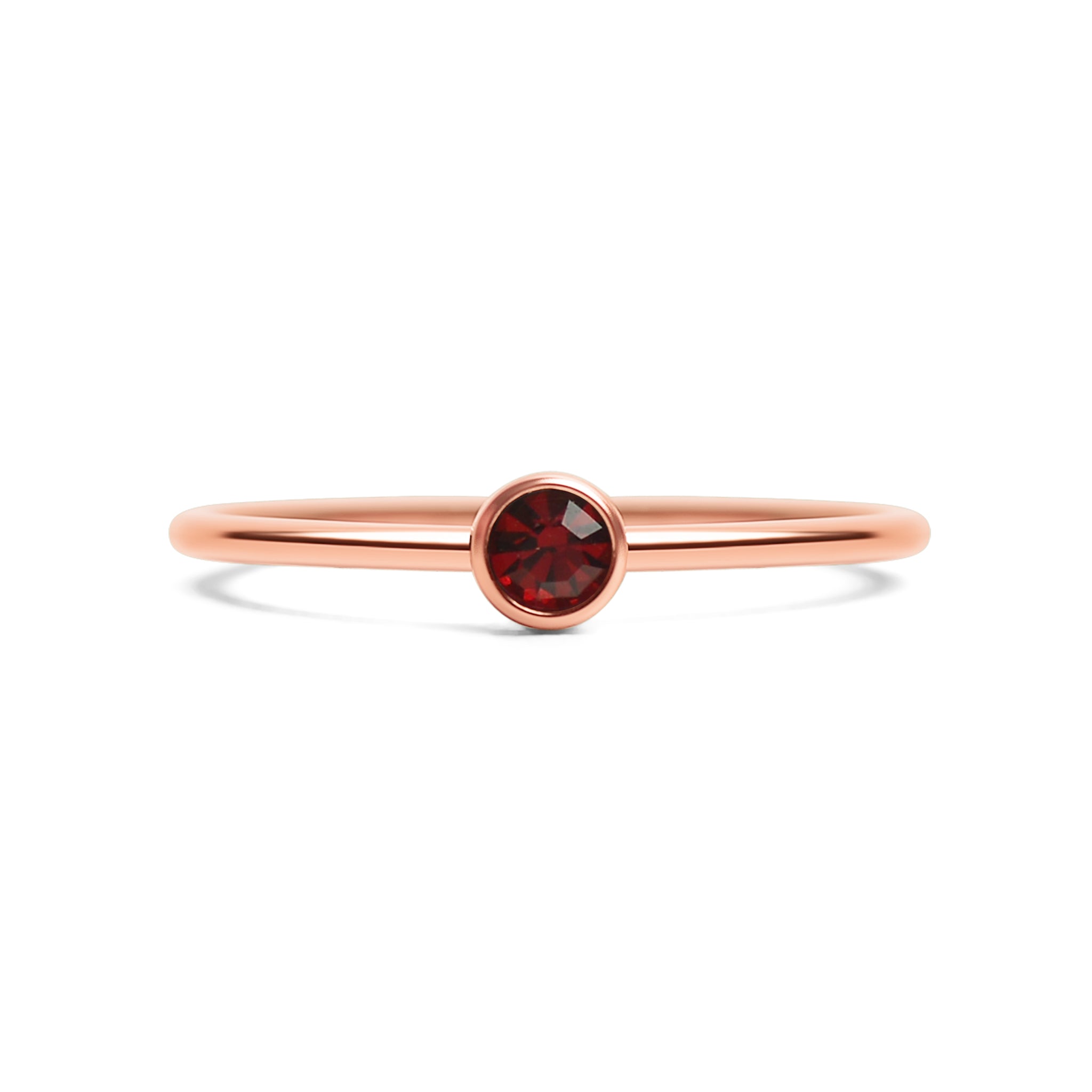 18k Rose Gold PVD Coated Stainless Steel Birthstone Stacking Ring / ZRJ1002、mySite、dreamappss