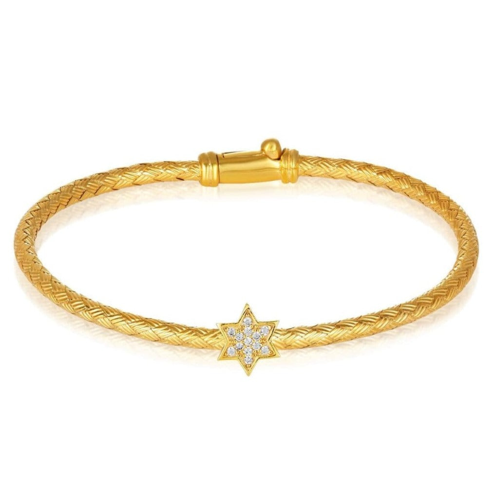 Sparkling Star of David Bangle Bracelet - Sterling Silver or Gold、mySite、topwebapps