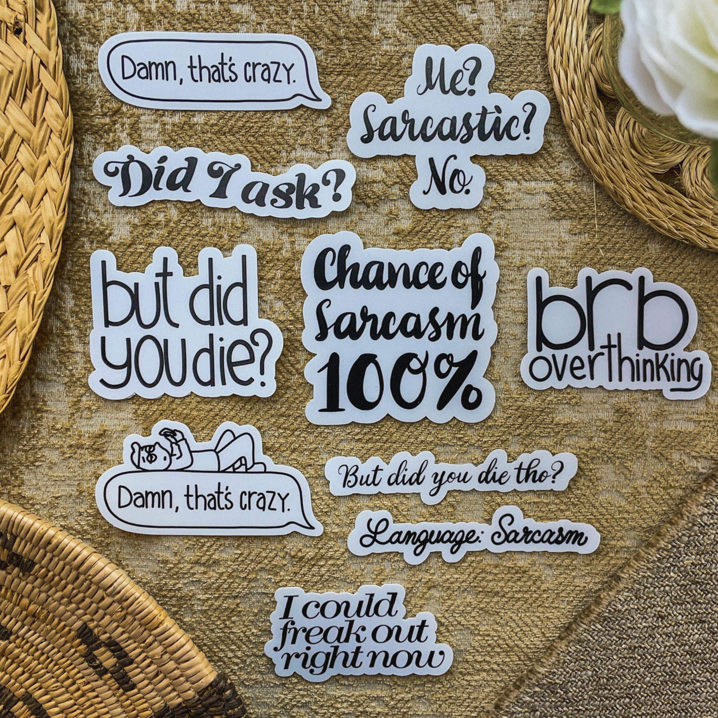  Sarcasm Sticker 10 Pack Black and White、mySite、elrpsem3k