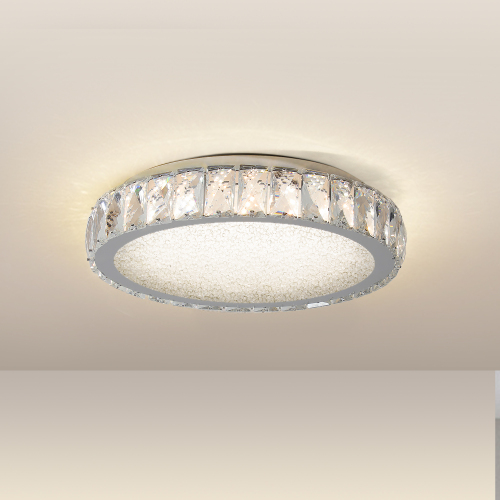 Crystal LED Ceiling Light, 19.7-Inch Flush Mount, 45W Dimmable Modern Fixture, Energy-Saving, Perfect for Living Room, Bedroom, Kitchen、、eastwooduniform