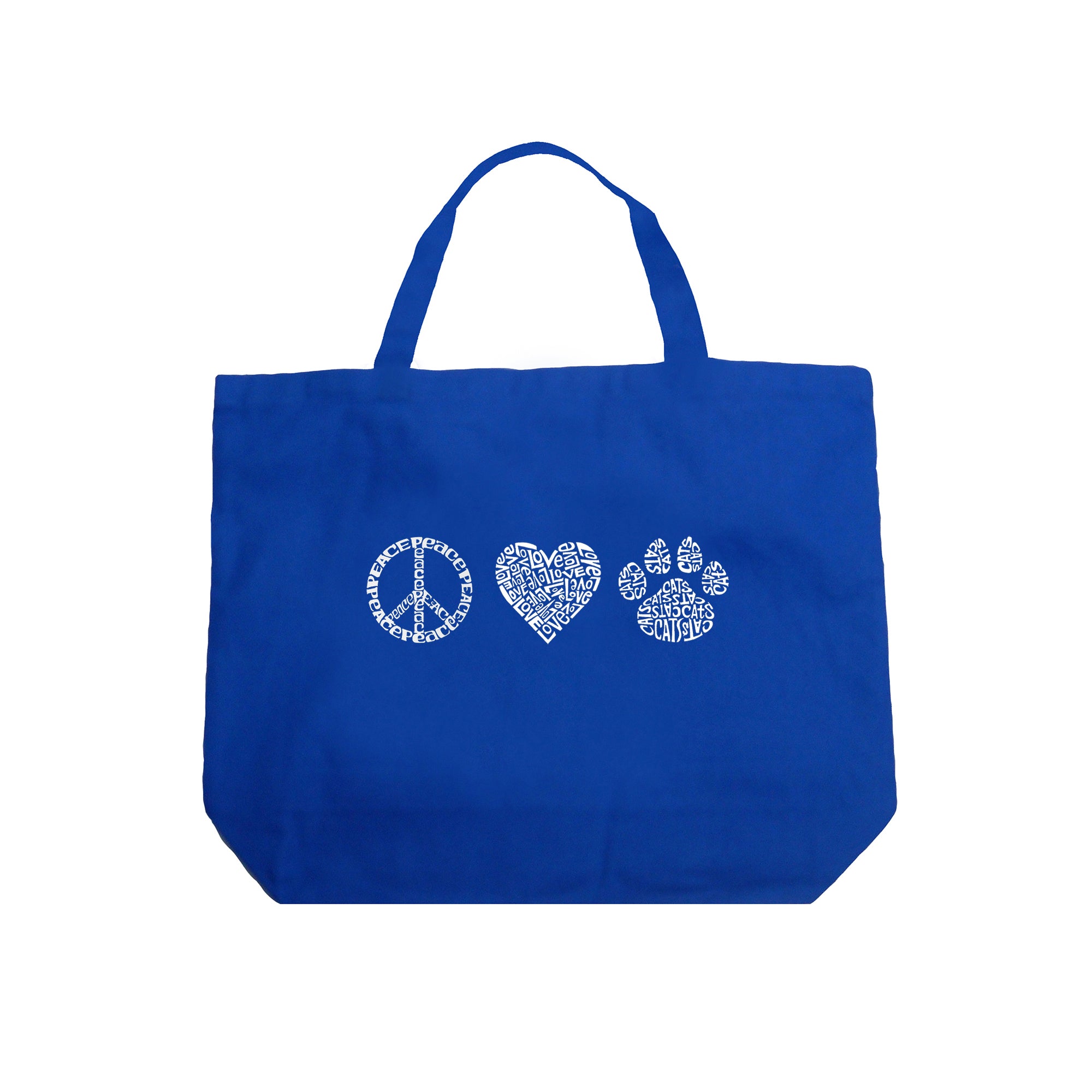 Peace Love Cats - Large Word Art Tote Bag、mySite、camillekostekn