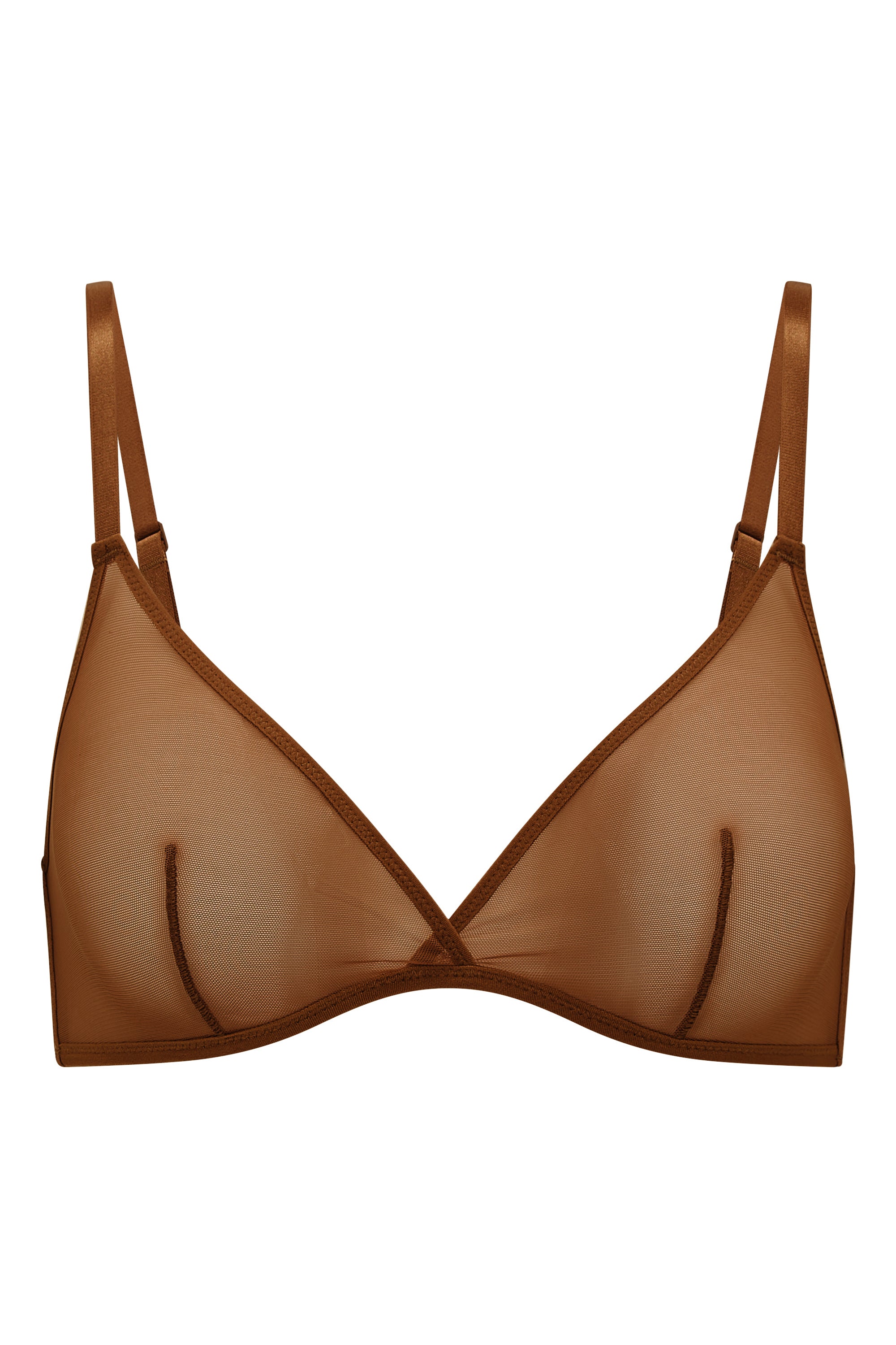Soft Mesh Single Layer Triangle Bra in Chestnut、mySite、solidvoid