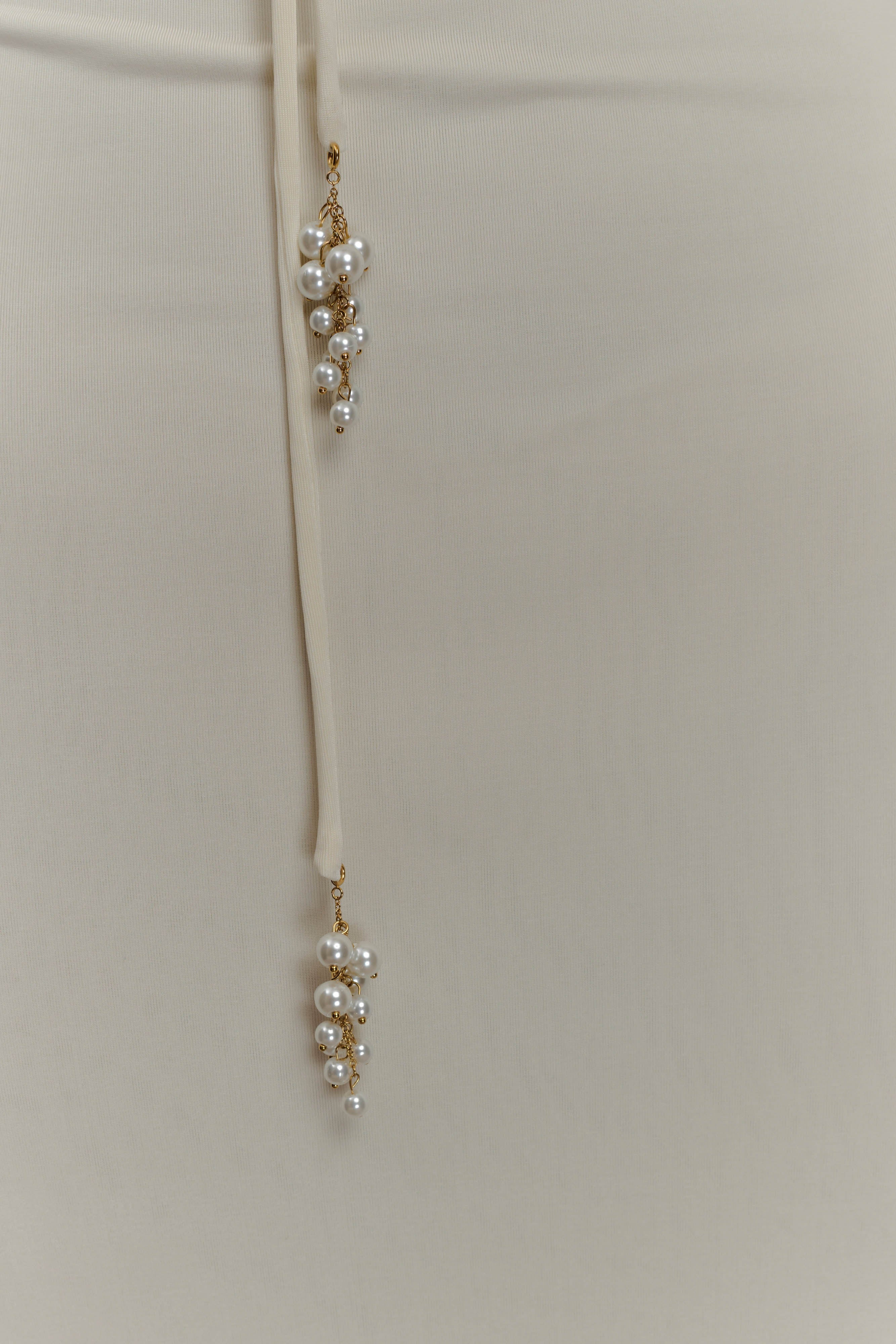 Beryl Slinky Maxi Dress With Pearls - Ivory、mySite、solidvoid