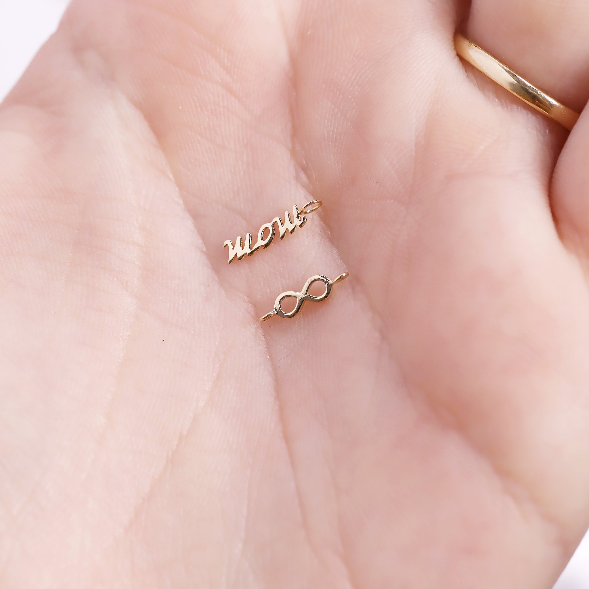 Permanent Jewelry Horizontal 14K Solid Gold Infinity Charm / PMJ1007、mySite、dreamappss
