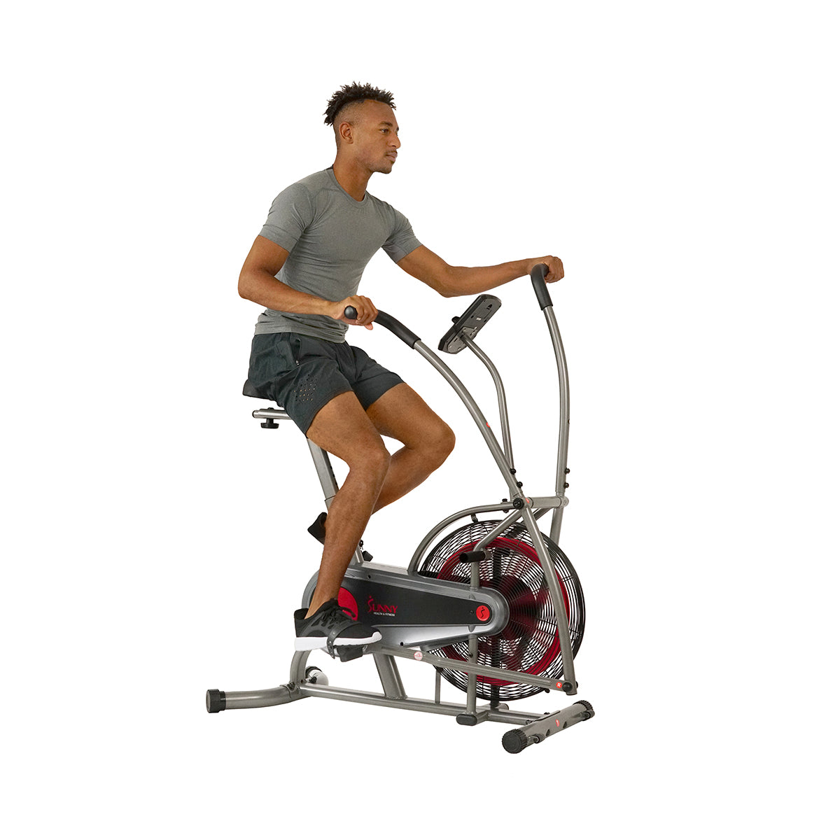  Motion Air Bike, Fan Exercise Bike with Unlimited Air Resistance and Device Holder、mySite、ghnorth