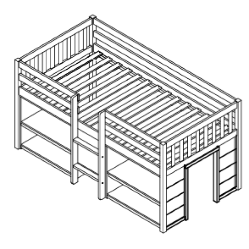 Twin Size Kid Low Loft Bed With Two-Tier Shelves And LED Light For White Color、、xpatfood