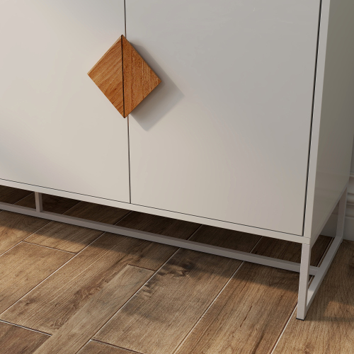 Solid wood special shape square handle design with 4 doors and double storage sideboard、、casual