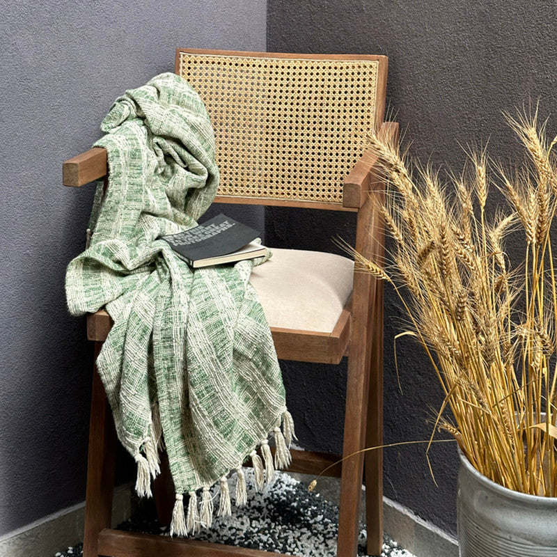 Cotton Cottage Throw | Green | 168 x 120 cm、mySite、camillekostekn