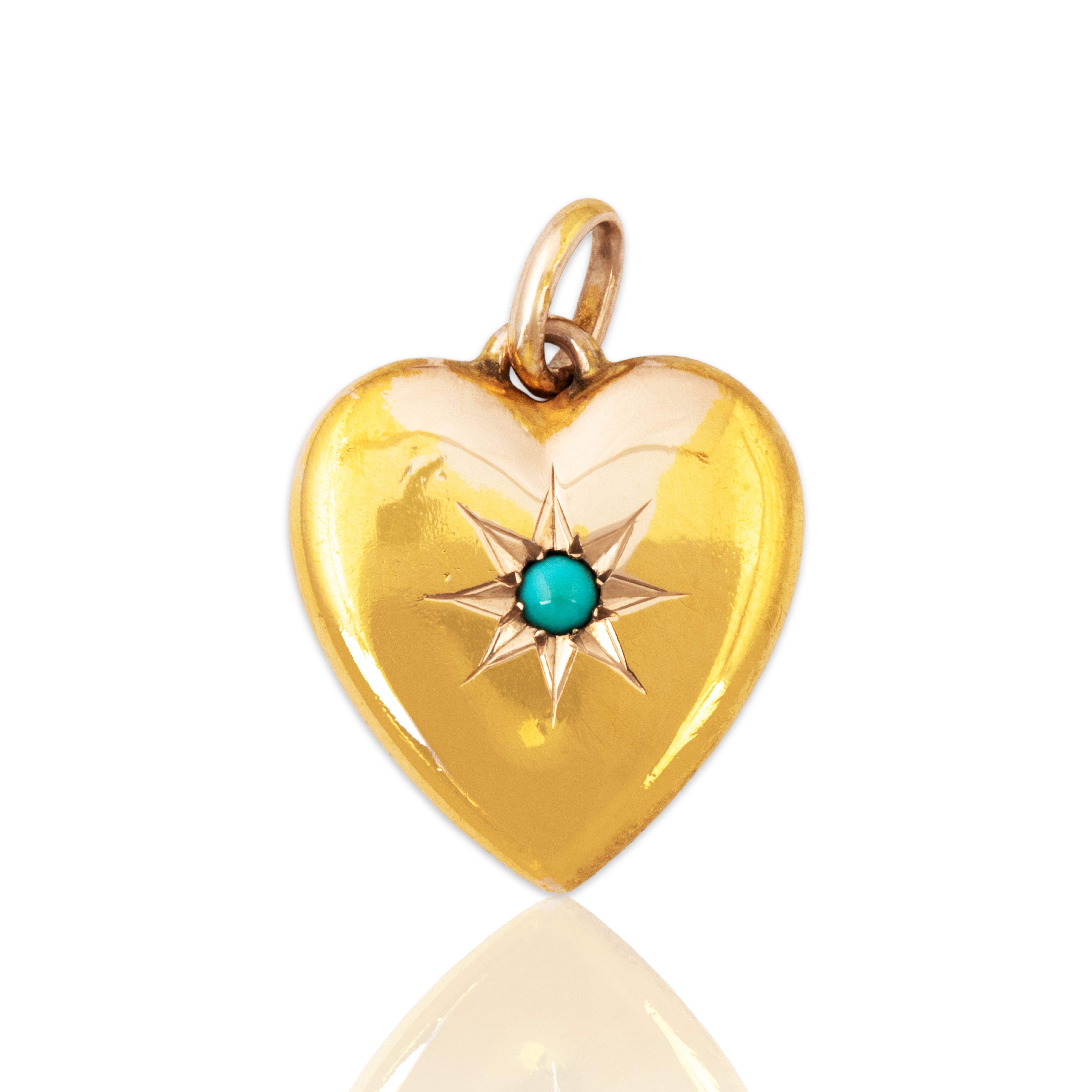 Antique Victorian 10k Yellow & Rose Gold Turquoise Star-Set Heart Pendant、mySite、hinf8tx79