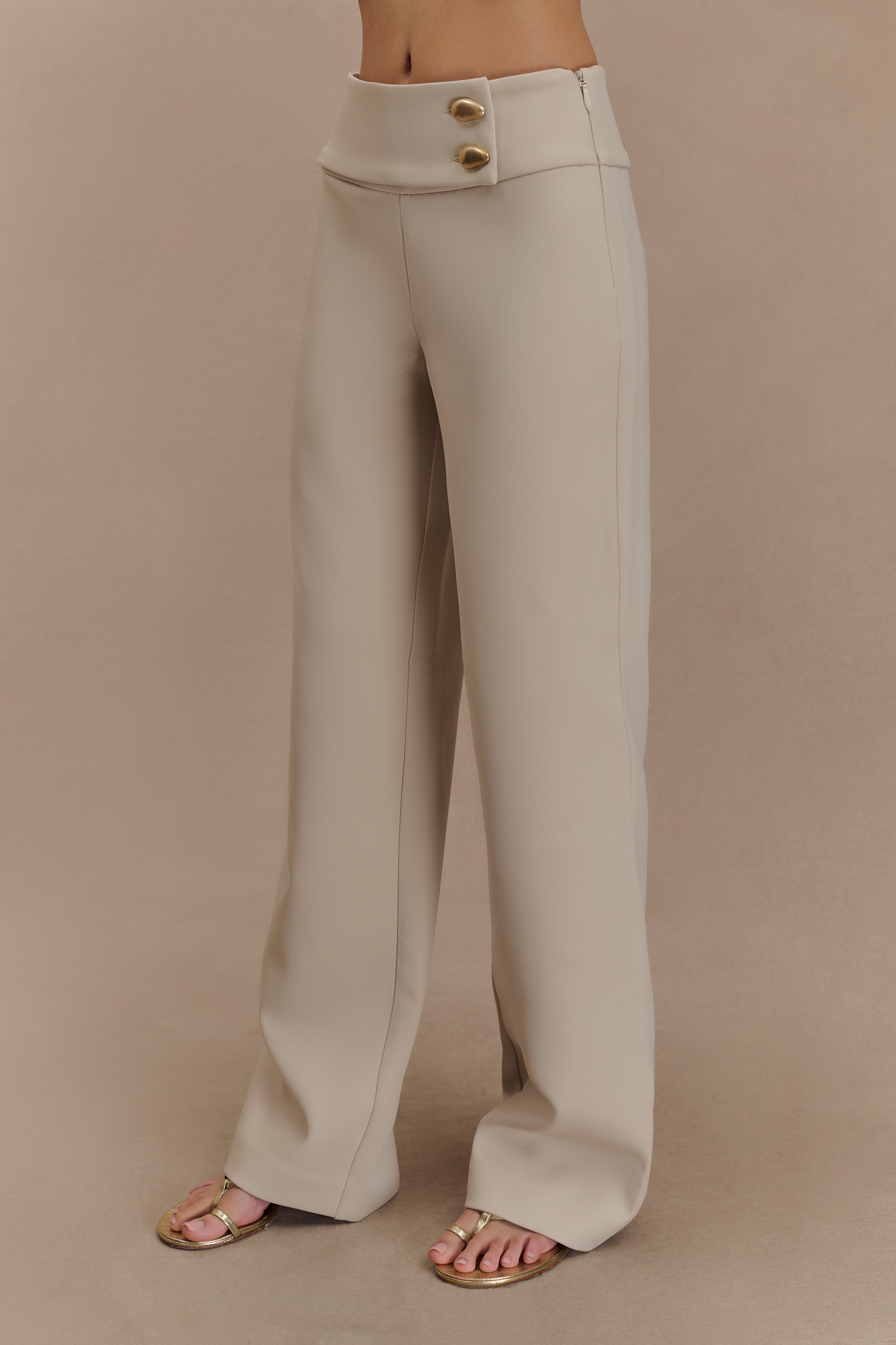 Lindie Straight Leg Suiting Pants - Sand、mySite、solidvoid