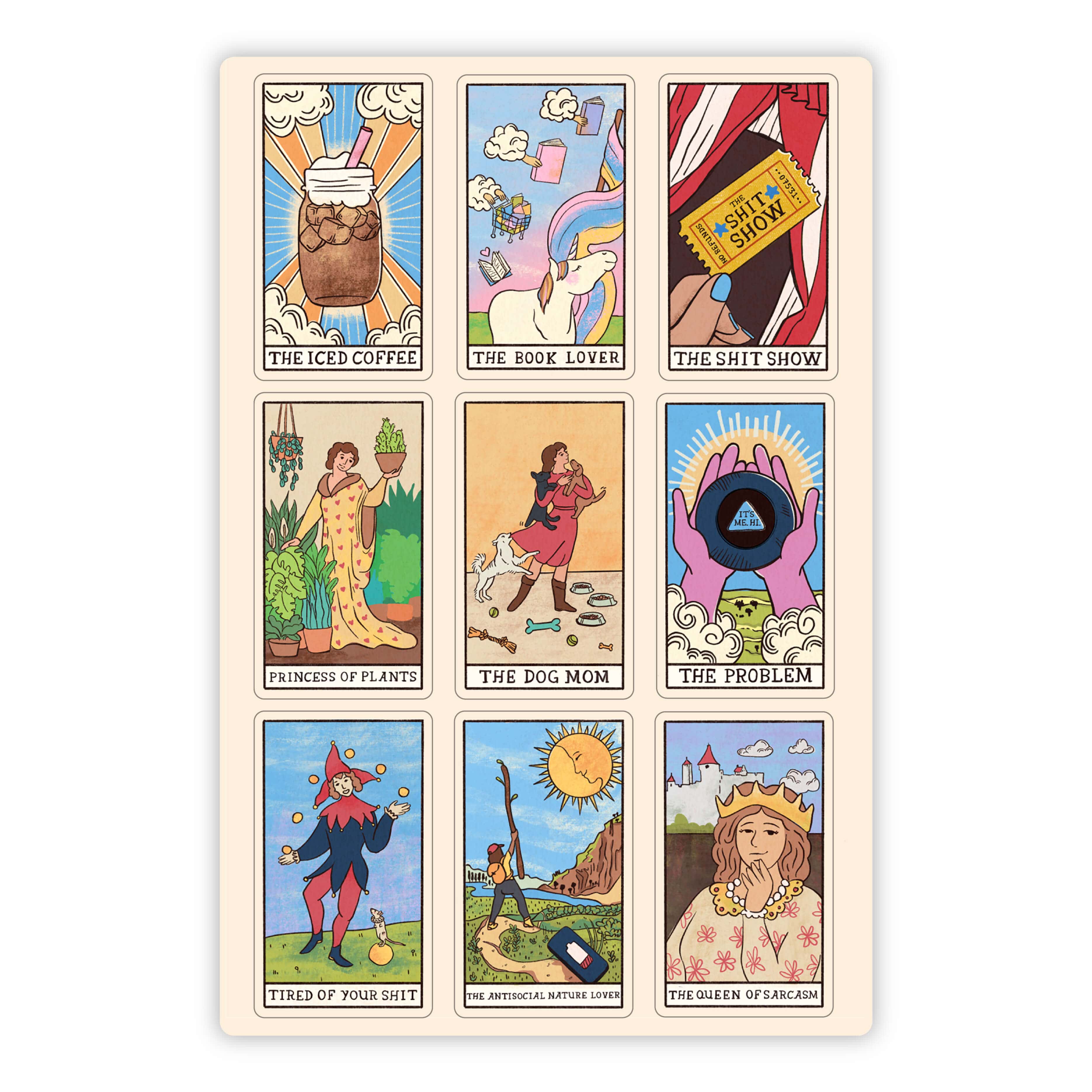  Funny Tarot Card Mini Sticker Sheet、mySite、ghnorth