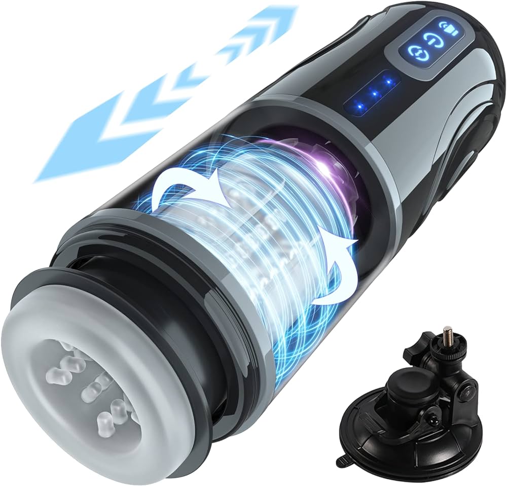 Gia Telescopic & Rotating Masturbation Cup | Black | USB、mySite、bottomscart