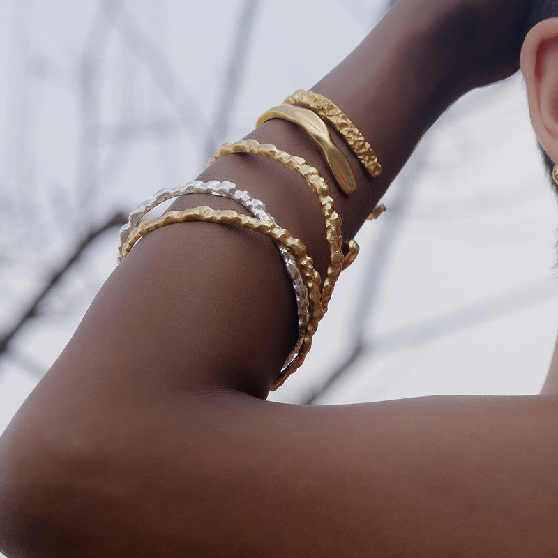 Chunky Molten Hand Cuff | 14K Gold Plated、mySite、camillekostekn