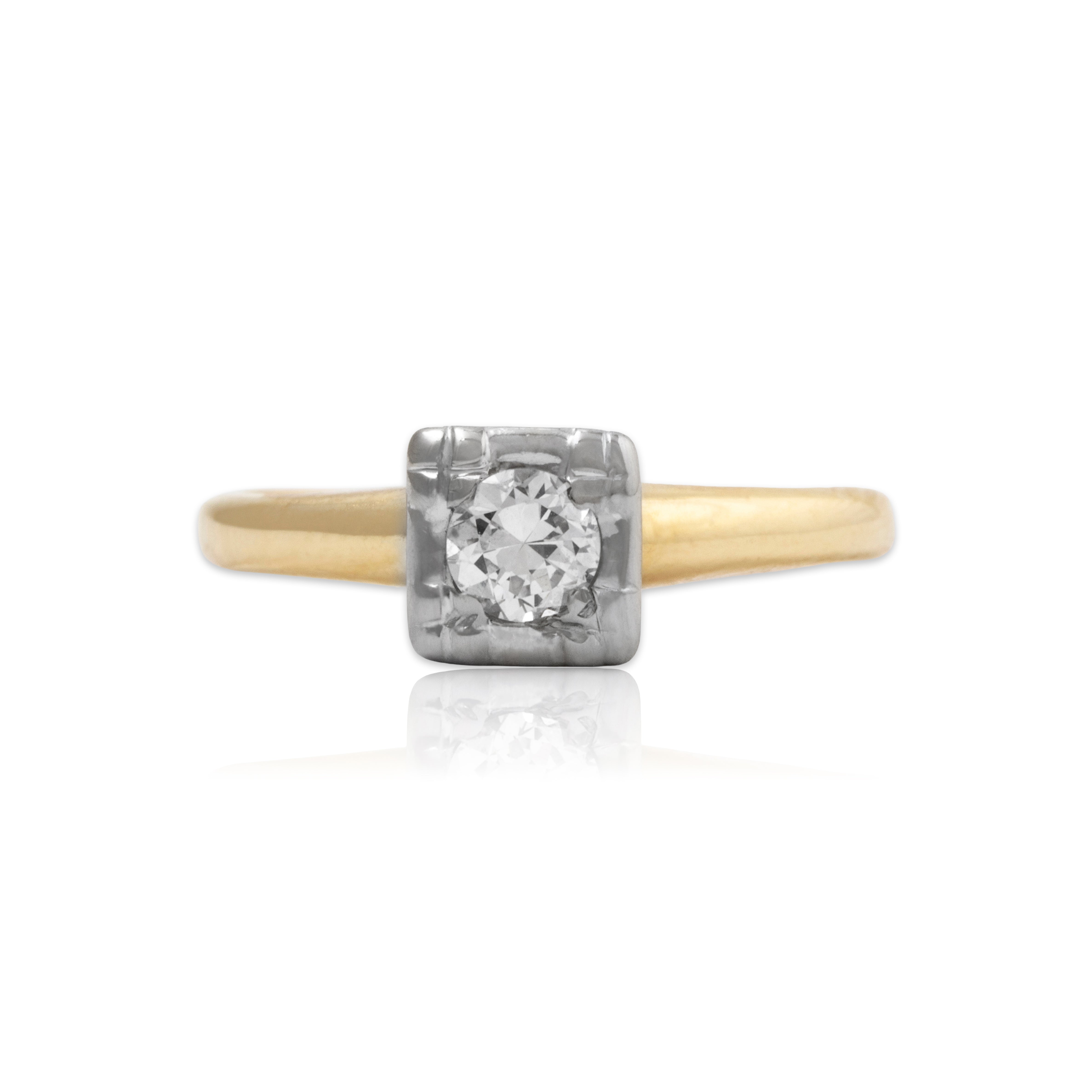 Vintage 14k Yellow Gold .2ct Diamond Solitaire Ring 4.50、mySite、hinf8tx79