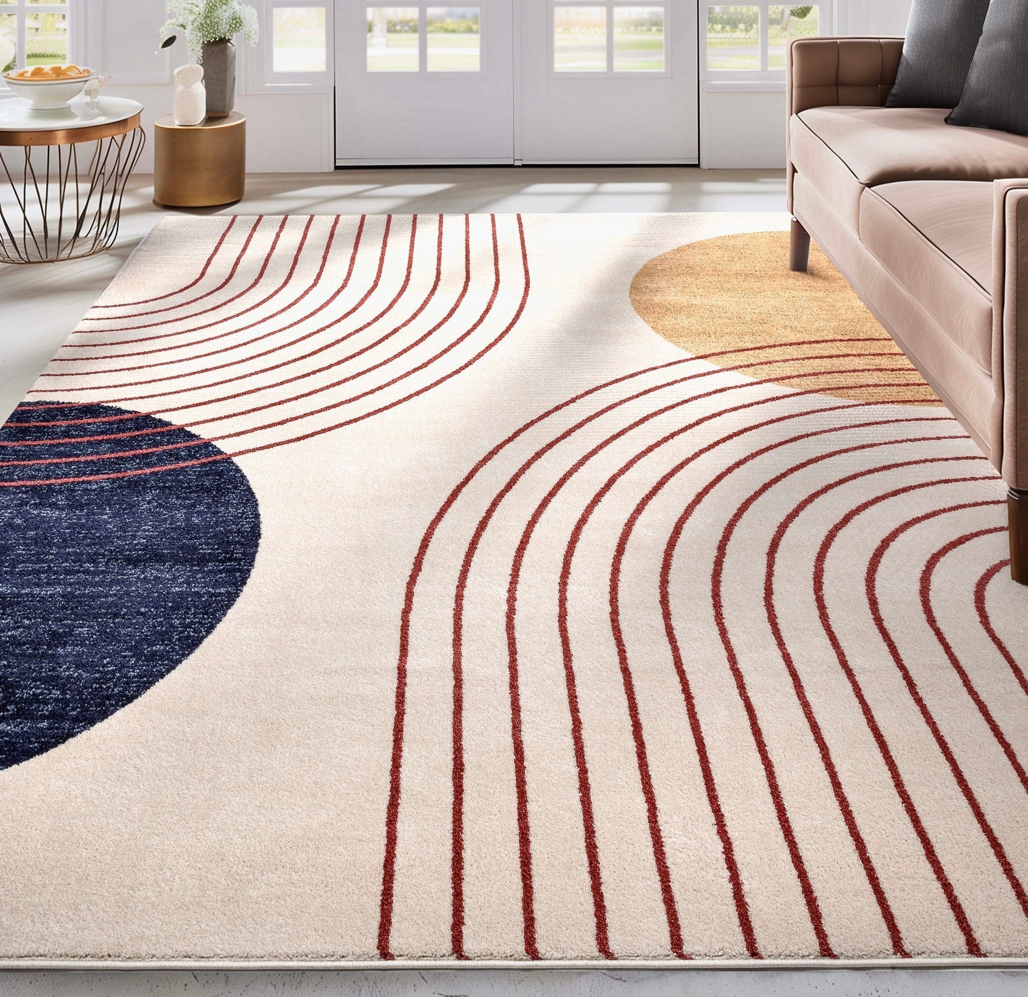 Laslow Modern Geometric Ivory Rug For Living Room, Bedroom, and Dining Room、mySite、gigharbornorthrealestate