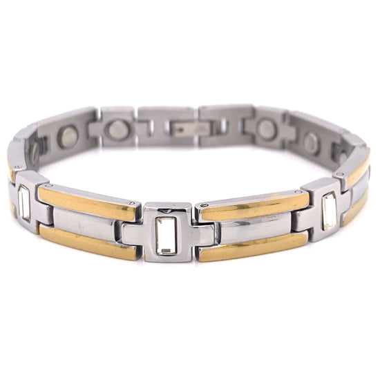 Stainless Steel & Gold PVD Coated Germanium Magnetic Bracelet / MBL0031、mySite、dreamappss