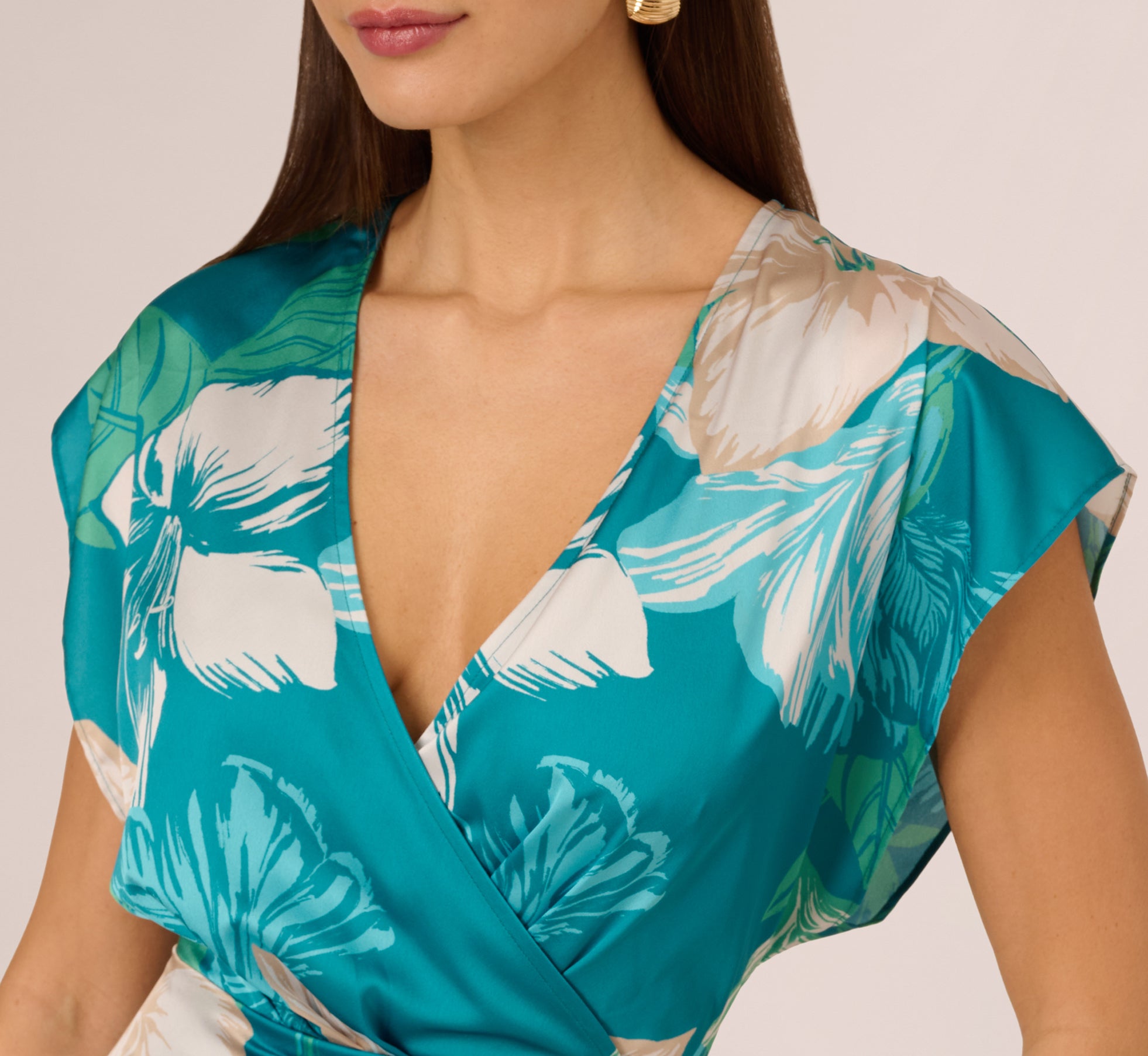 Short Sleeve Tropical Floral Short Wrap Dress In Blue Multi、mySite、solidvoid