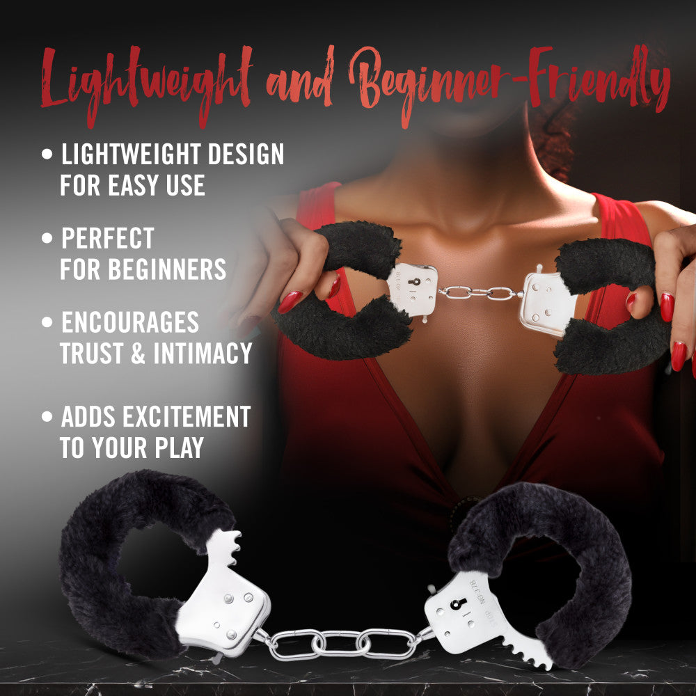 Temptasia By Blush® | Beginner Cuffs – Lightweight Bondage Handcuffs With Safety Release – Fully Adjustable With 2 Keys - Black Fur、mySite、bottomscart