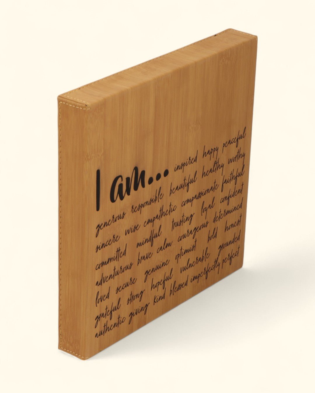 “I Am” Daily Affirmation Wall Art – Bamboo Print Inspirational Leatherette Hanging、mySite、topwebapps