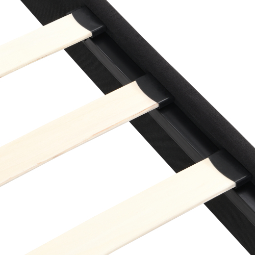 King Size Upholstered Platform Bed Frame with Button Tufted Linen Fabric Headboard, No Box Spring Needed, Wood Slat Support, Easy Assembly, Gray、、casual