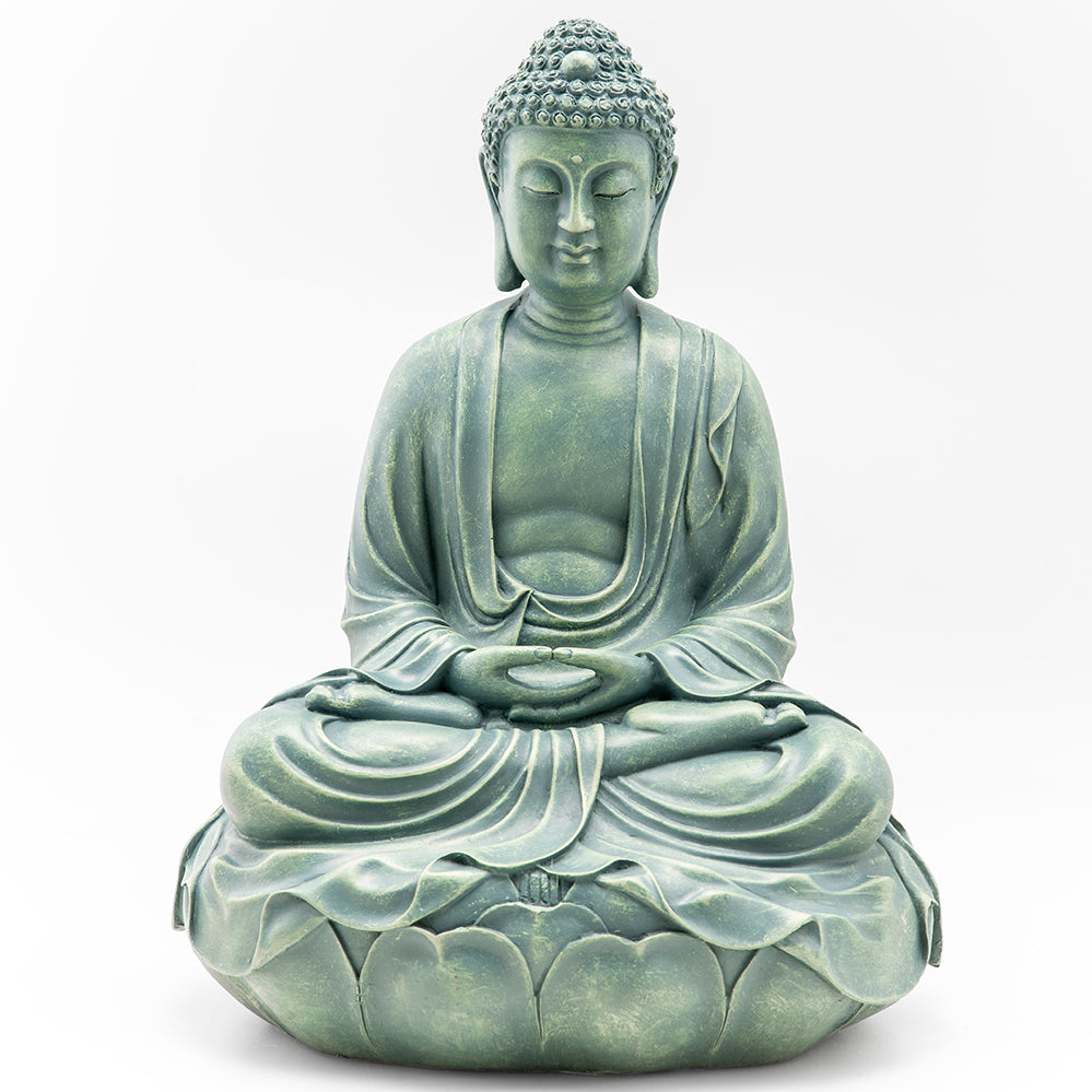 Buddha on Lotus Throne Statue, Green、mySite、topwebapps