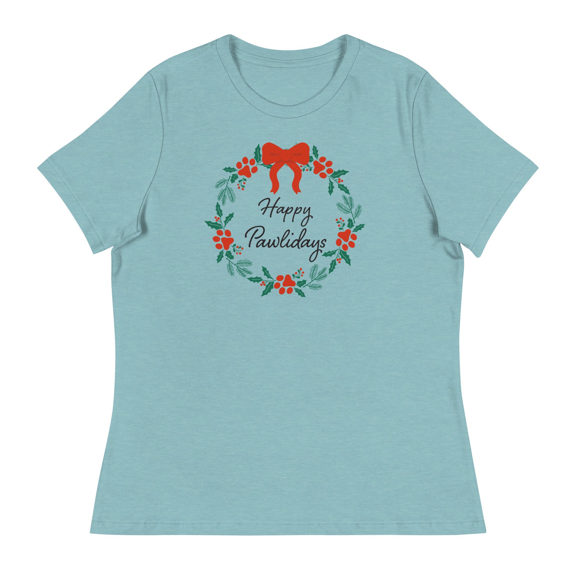 Happy Pawlidays Wreath Women's Relaxed T-Shirt、mySite、camillekostekn