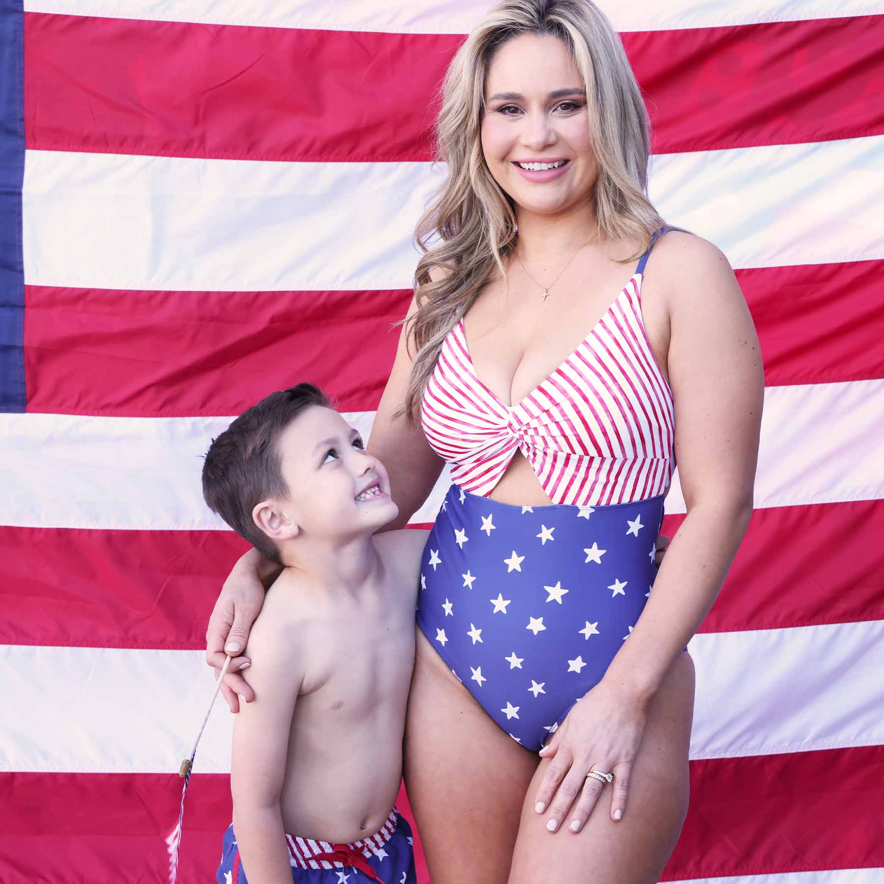  Women's Ruched Cutout One-Piece Swimsuit | Star-Spangled Summer、mySite、layawaytickets